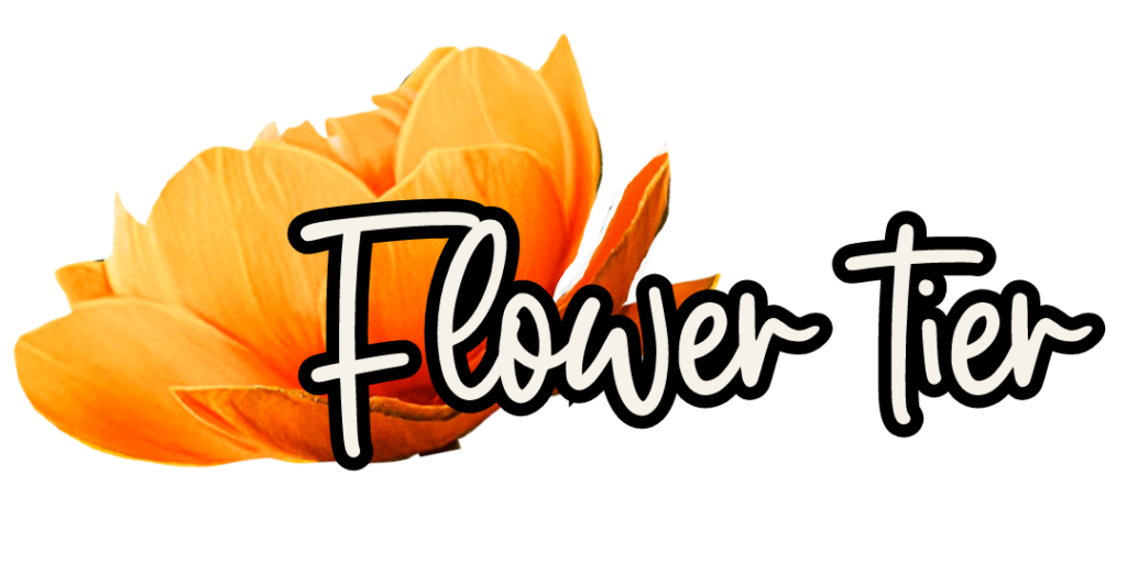 Header that reads Flower Tier over an orange flower