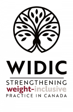 Weight-Inclusive Dietitians in Canada logo: graphic of a tree in a circle "WIDIC - strengthening weight-inclusive practice in Canada"