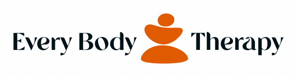 Every Body Therapy logo with a symbol of a body in orange.